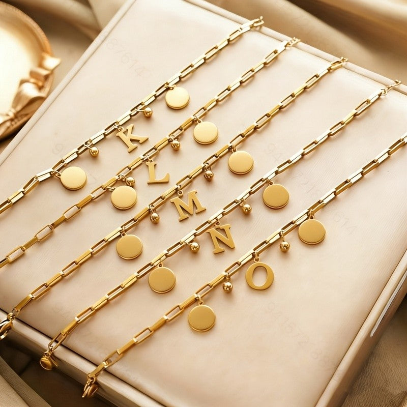 Initial Disc Link Bracelet