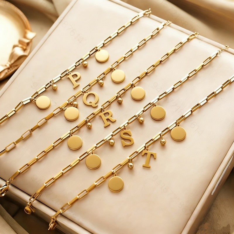 Initial Disc Link Bracelet