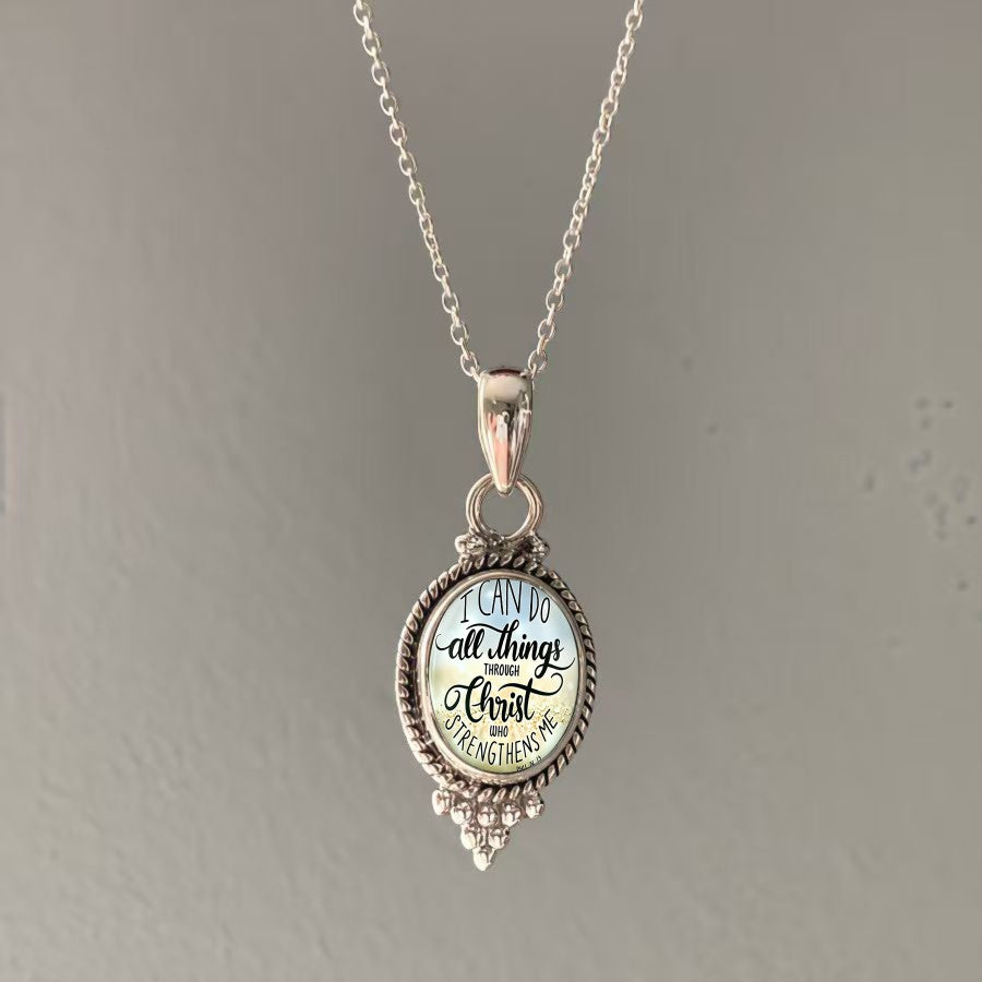 Scripture Oval Pendant Necklace