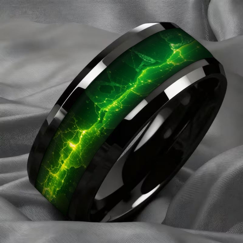 Green Marble Flat Band Ring