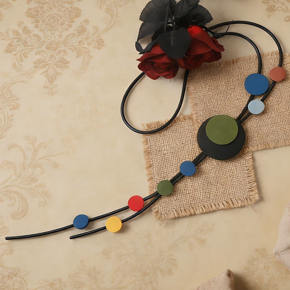 Colorful Geometric Disc Necklace