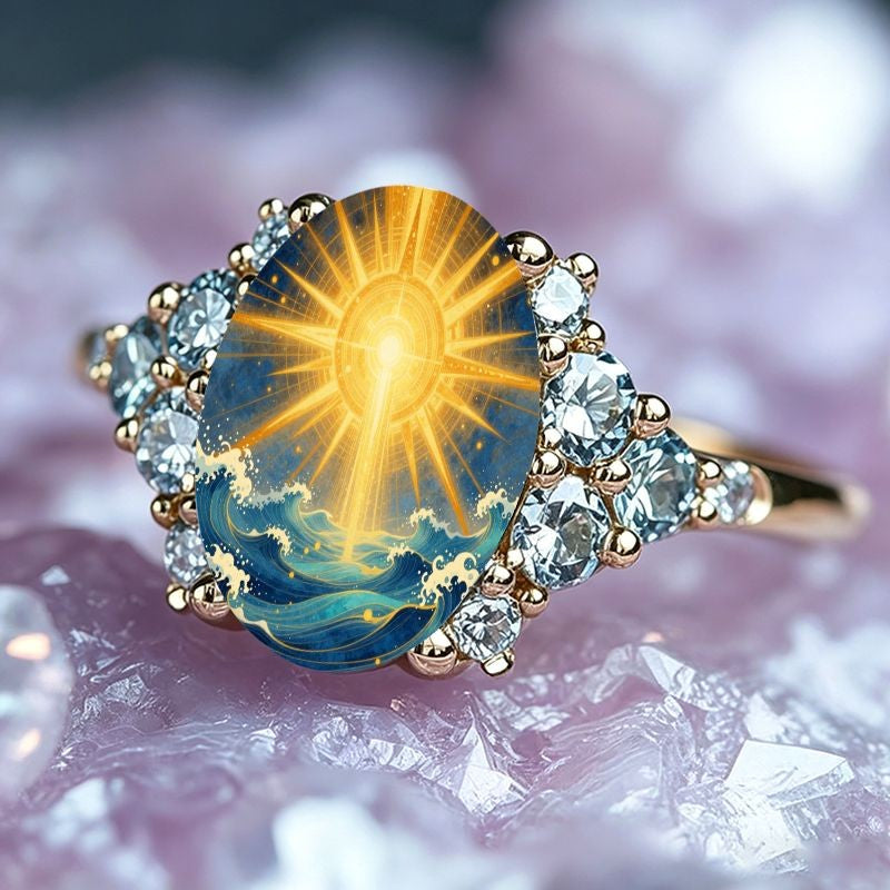 Sunburst Ocean Oval Ring