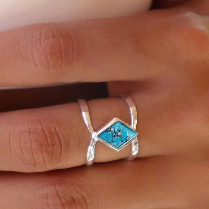 Turquoise Diamond Split Ring