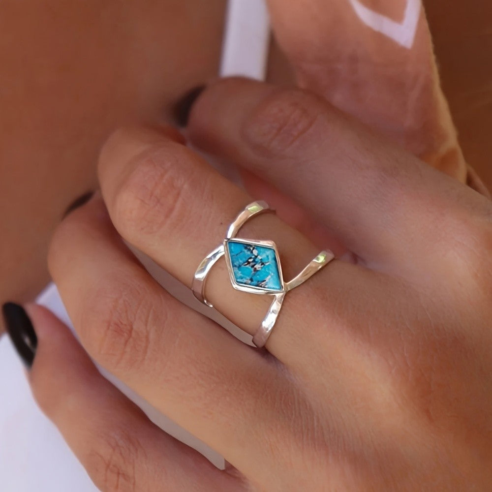 Turquoise Diamond Split Ring