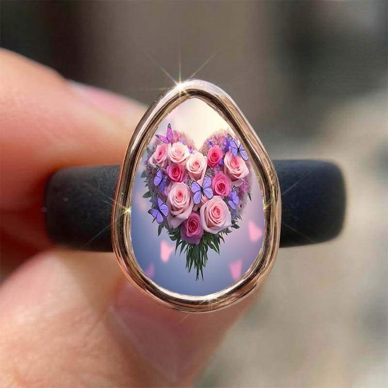 Heart Rose Bouquet Ring