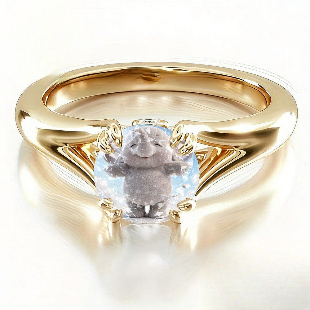 Elephant Embrace Crystal Ring