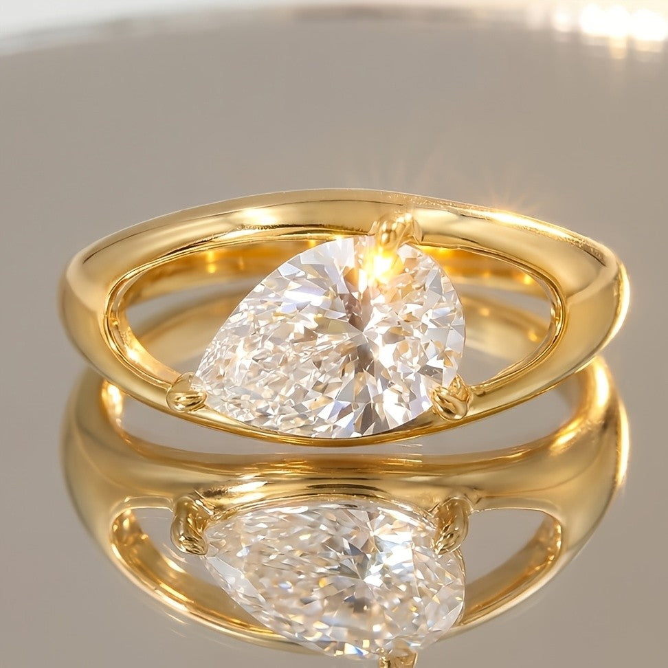 Teardrop Crystal Bypass Ring