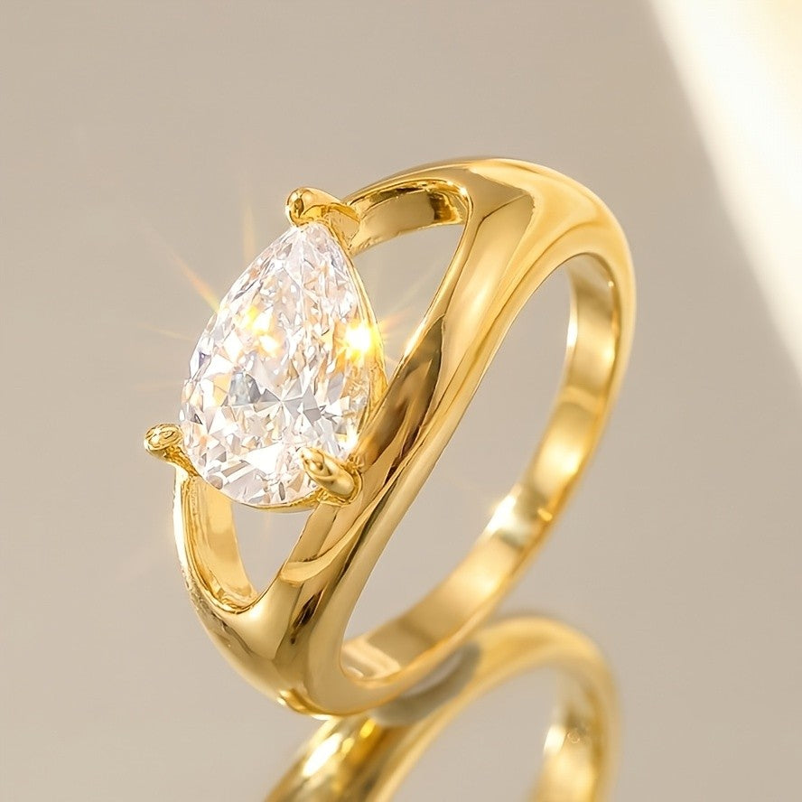 Teardrop Crystal Bypass Ring