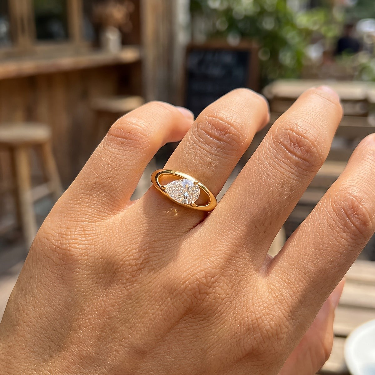 Teardrop Crystal Bypass Ring