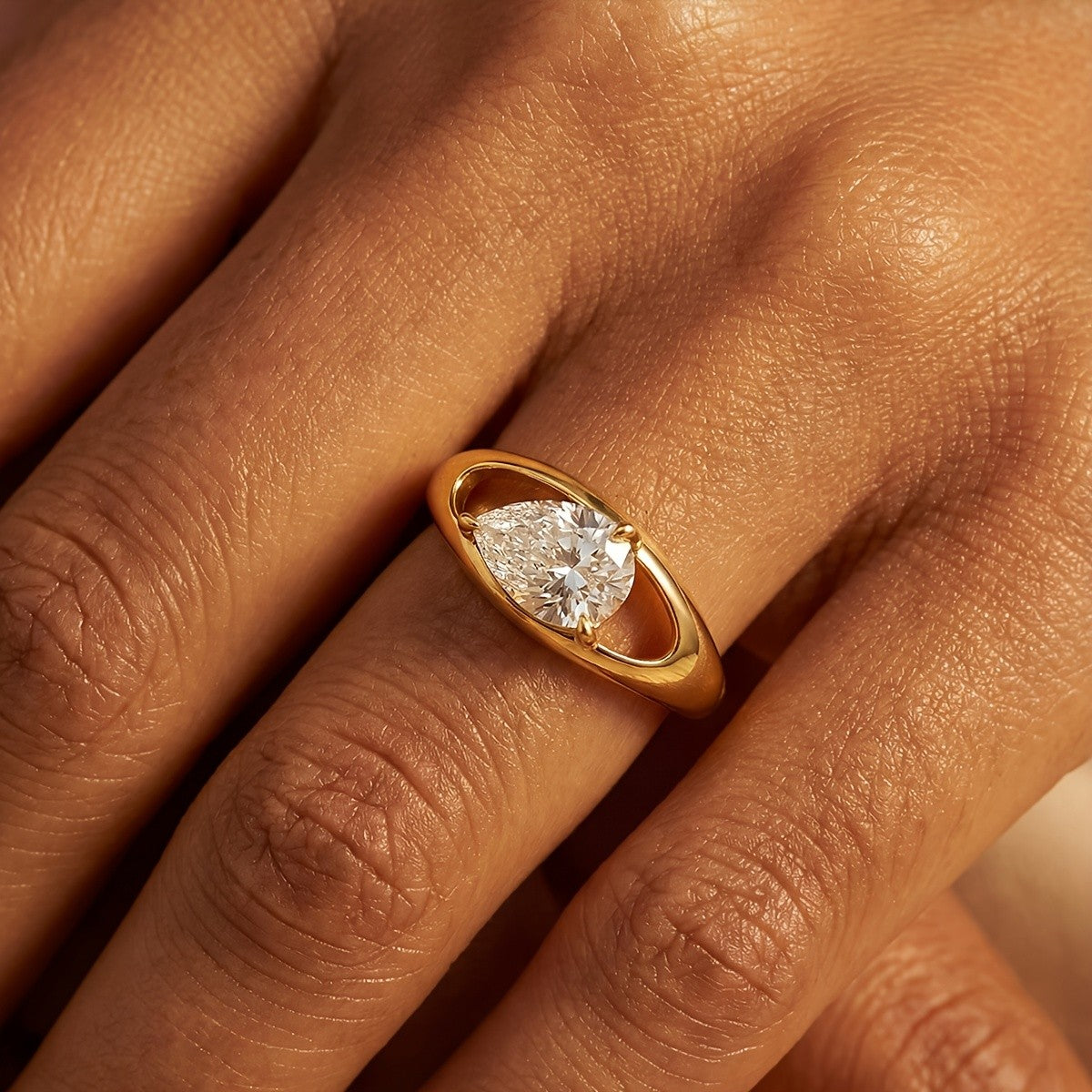 Teardrop Crystal Bypass Ring