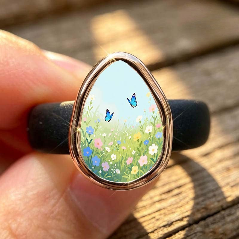 Meadow Butterfly Teardrop Ring
