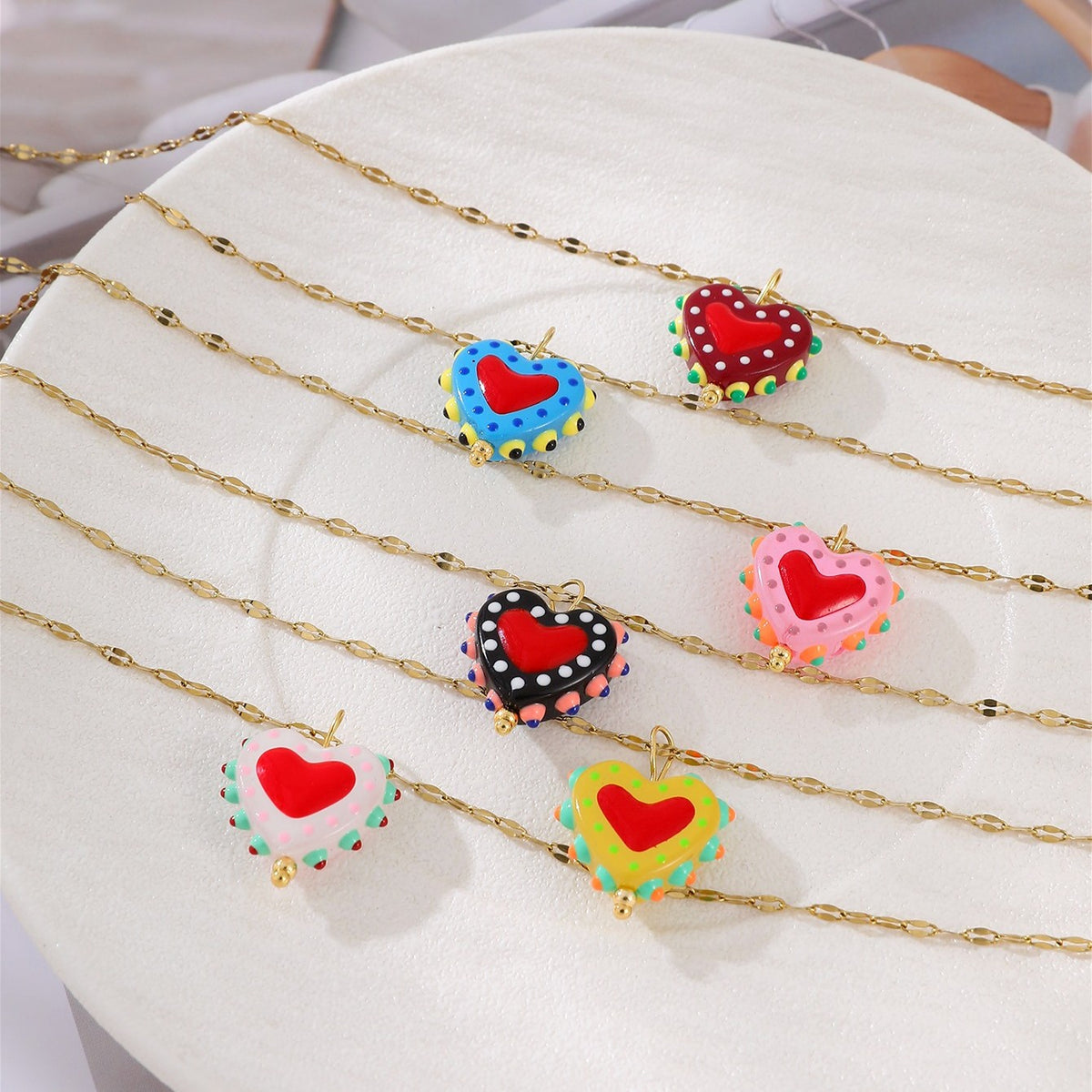 Polka Dot Heart Necklace