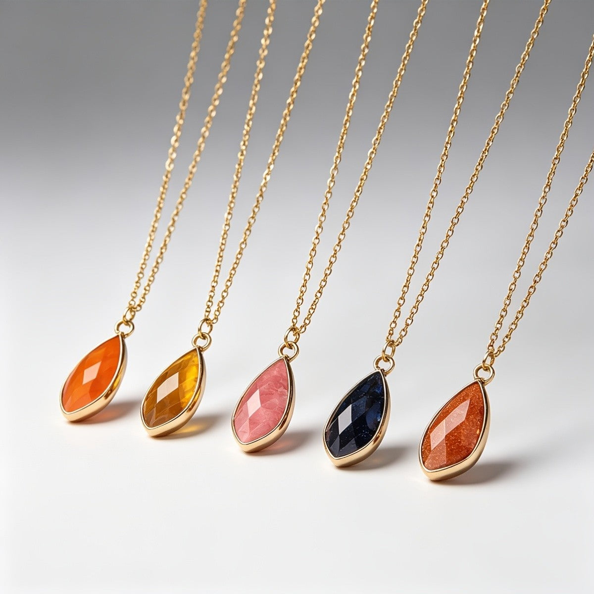 Faceted Teardrop Stone Necklace