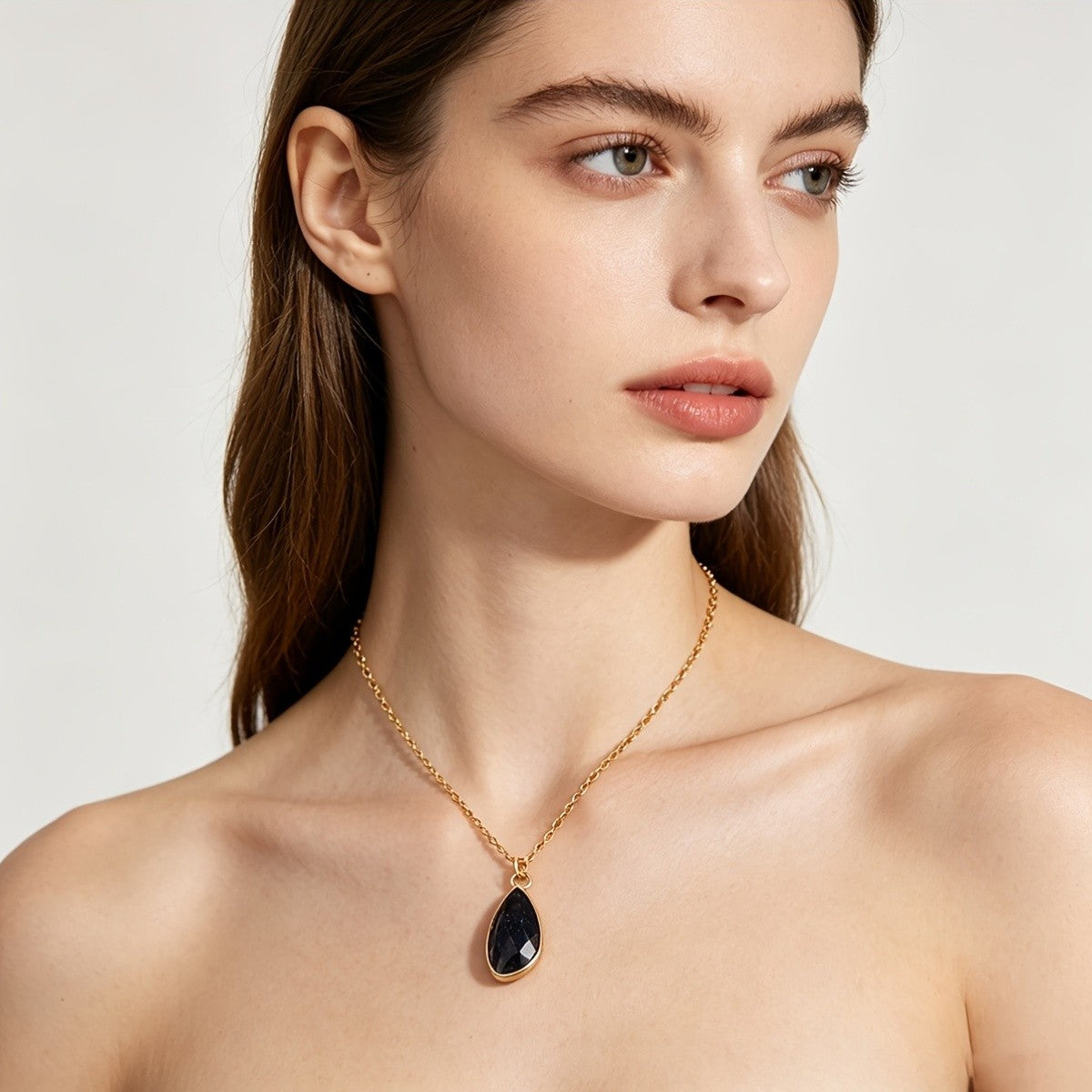 Faceted Teardrop Stone Necklace