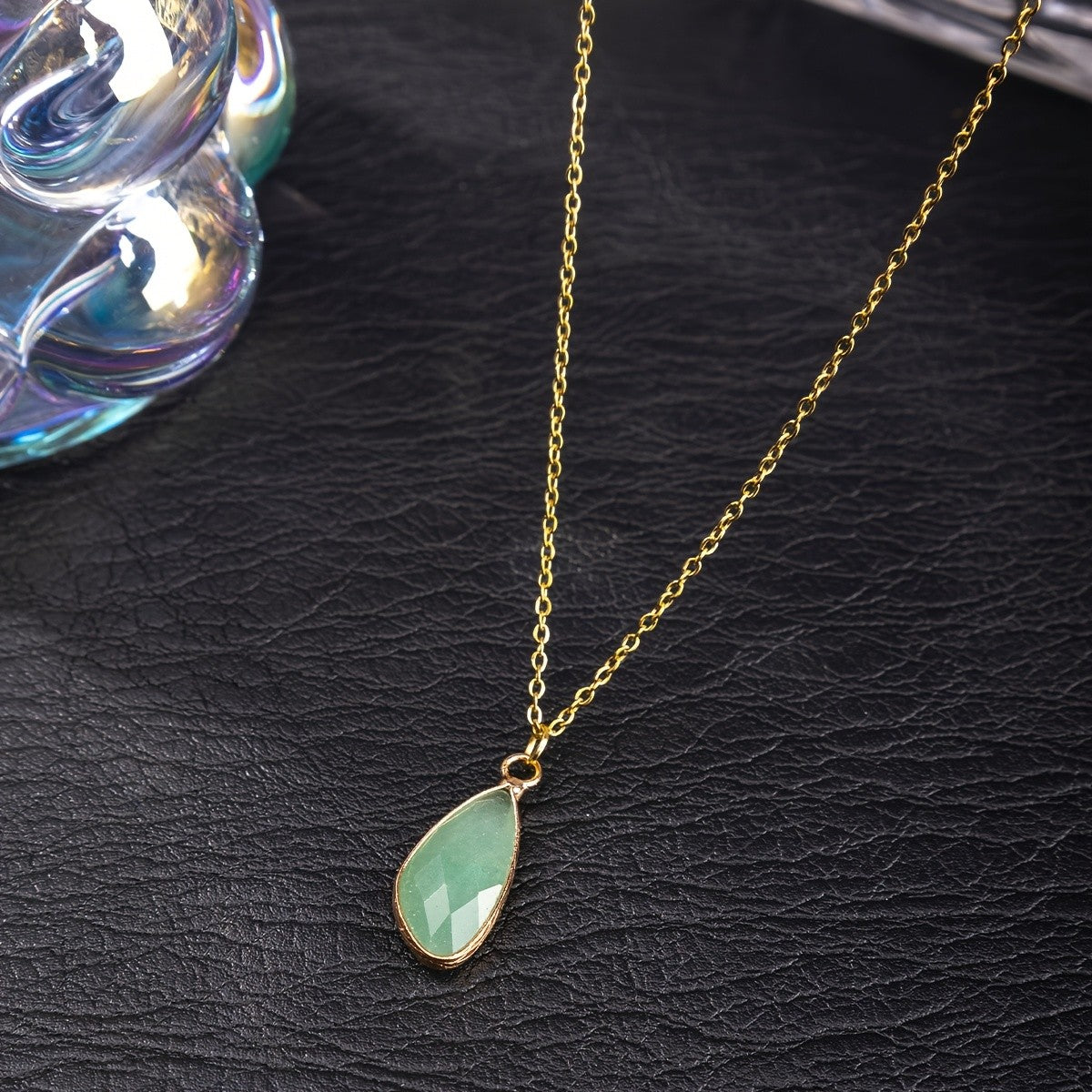 Faceted Teardrop Stone Necklace