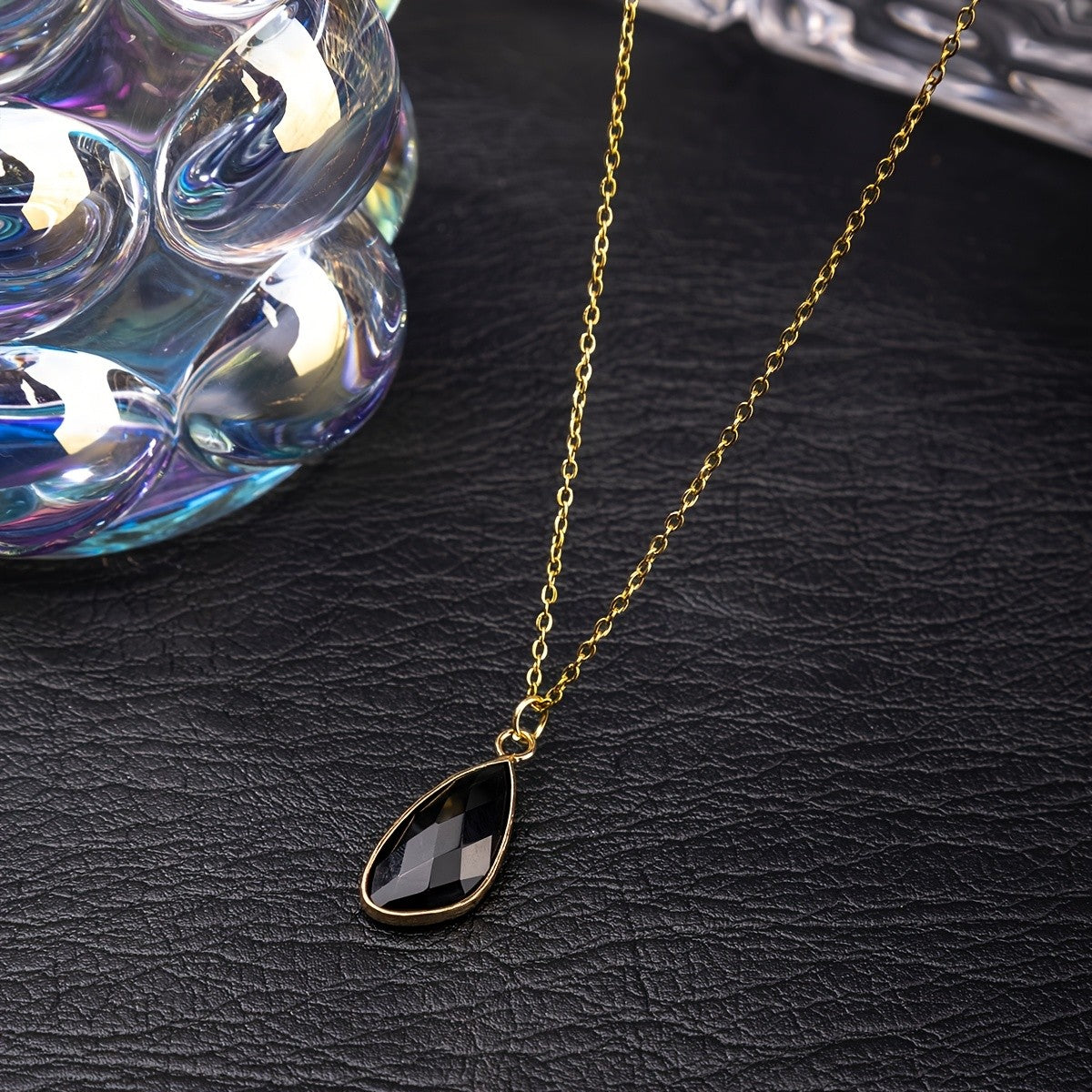 Faceted Teardrop Stone Necklace