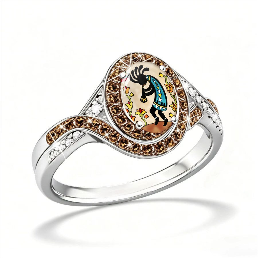 Kokopelli Oval Statement Ring