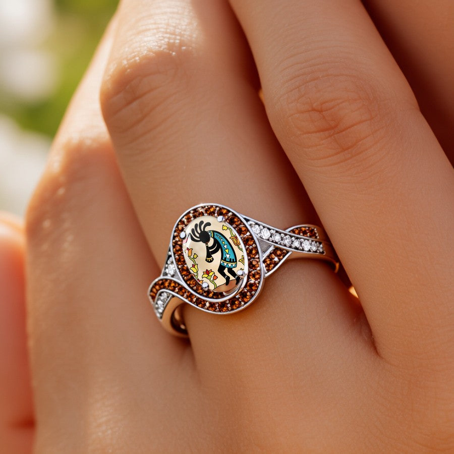 Kokopelli Oval Statement Ring