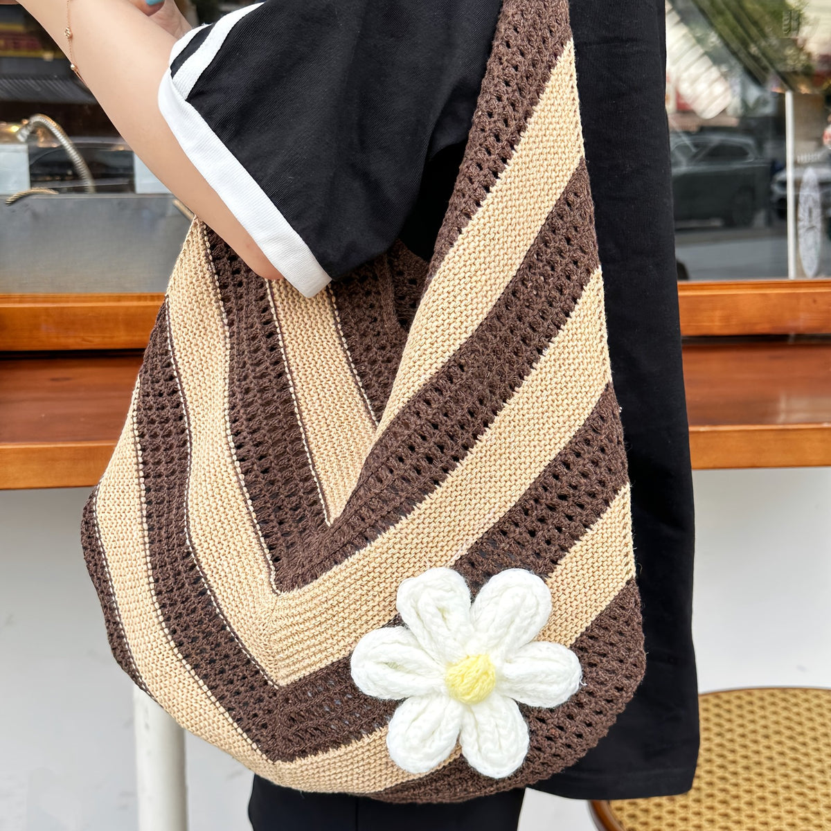 Chevron Crochet Shoulder Bag
