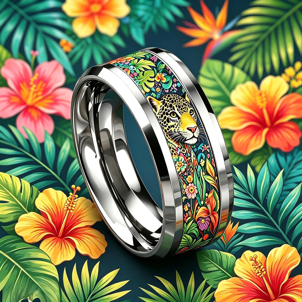 Colorful Jungle Leopard Ring