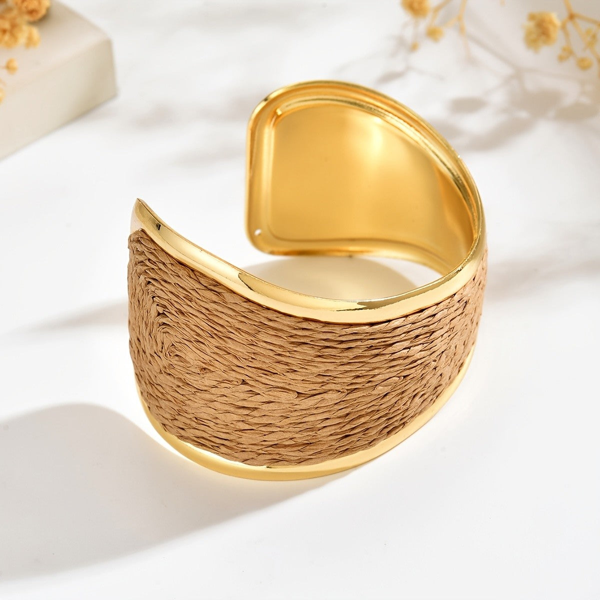 Woven Raffia Open Bangle