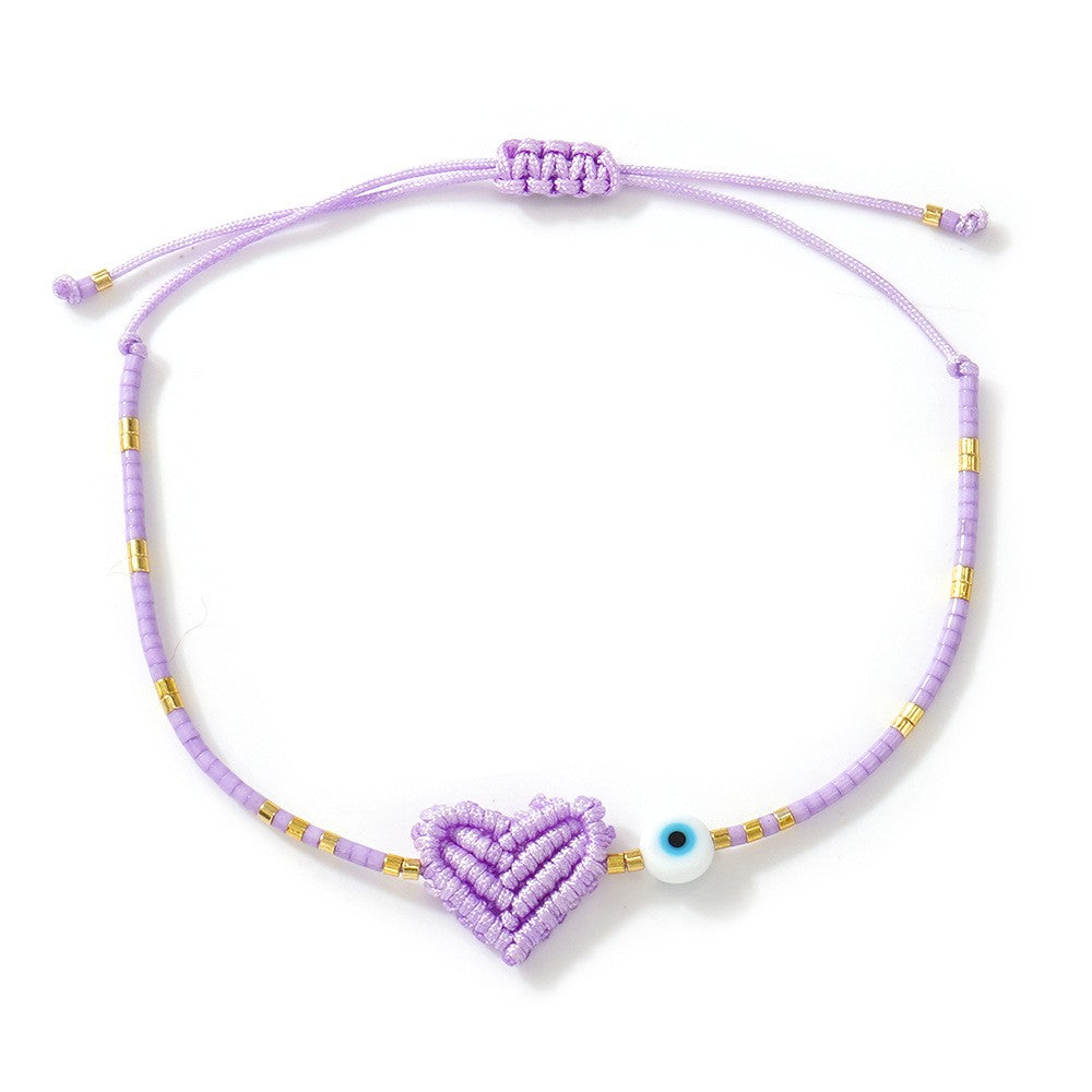 Woven Heart & Evil Eye Bracelet