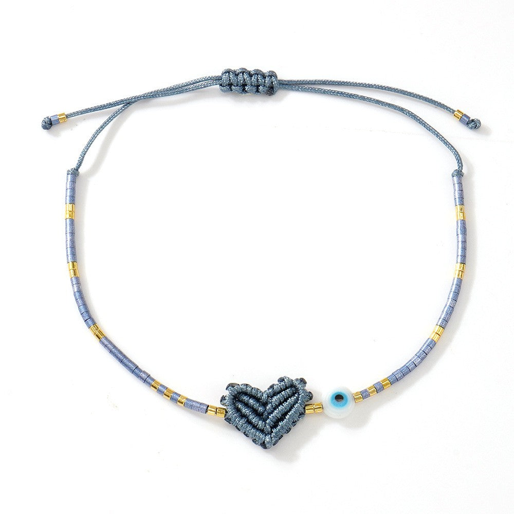 Woven Heart & Evil Eye Bracelet