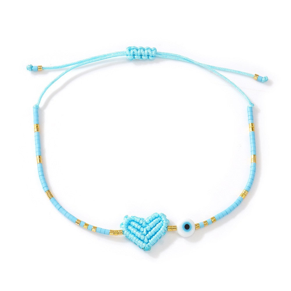 Woven Heart & Evil Eye Bracelet