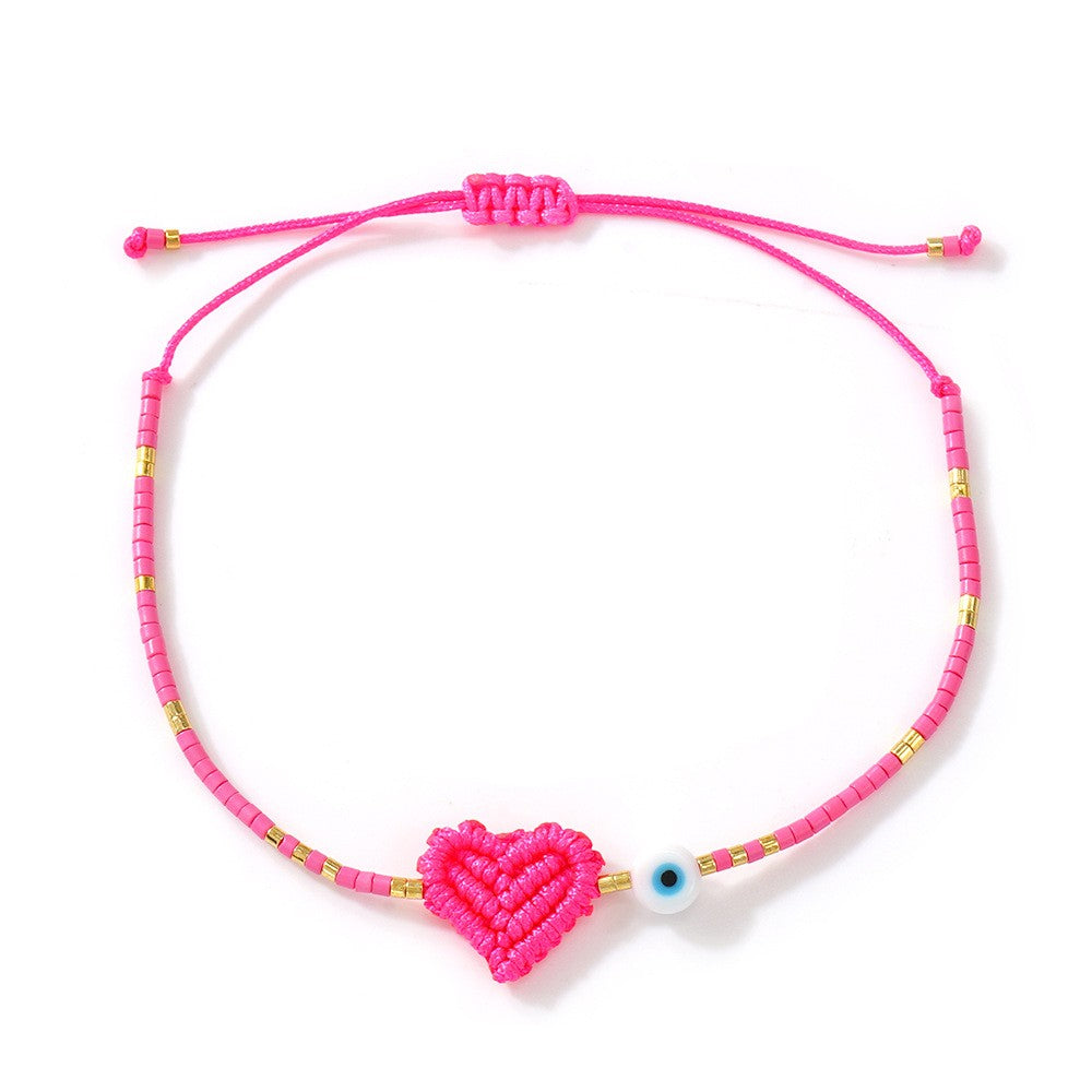 Woven Heart & Evil Eye Bracelet