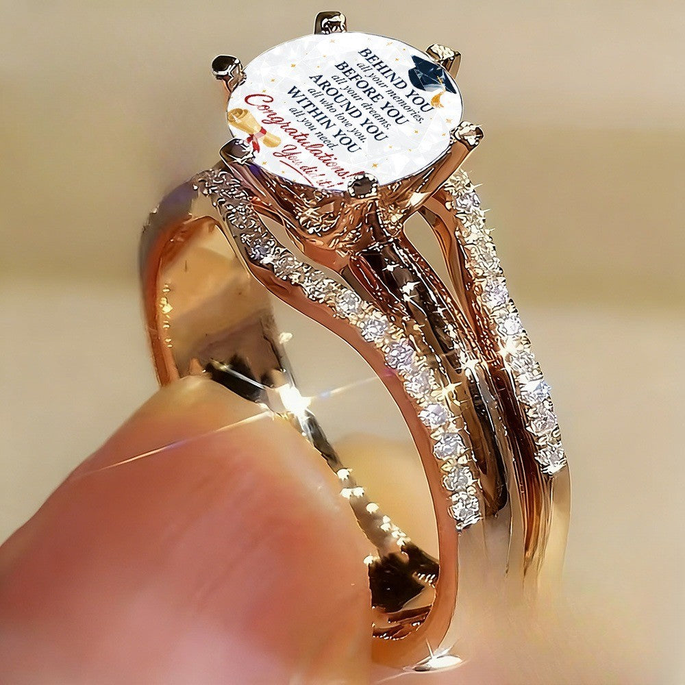 Sparkly Graduation Cap Message Ring