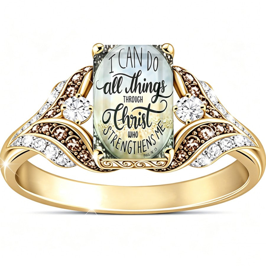 Scripture & Crystal Statement Ring