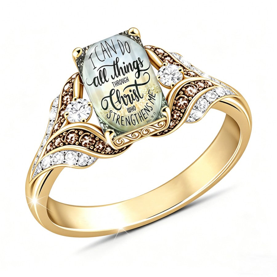 Scripture & Crystal Statement Ring