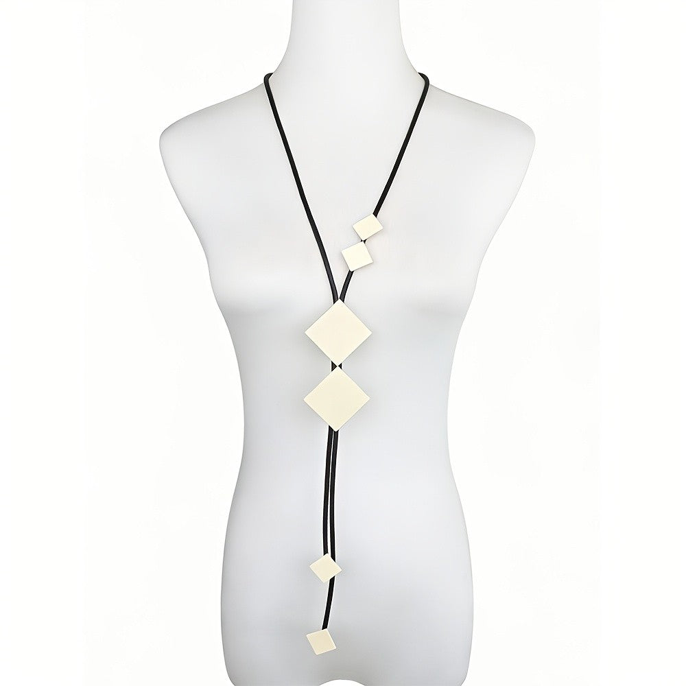 Stacked Square Lariat Necklace