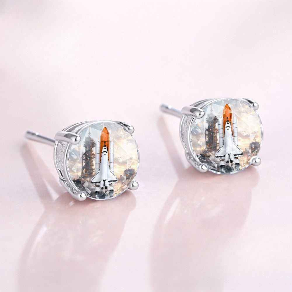 Space Shuttle Crystal Stud Earrings