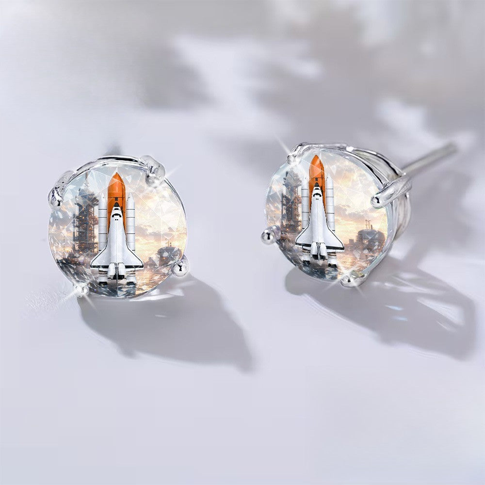 Space Shuttle Crystal Stud Earrings