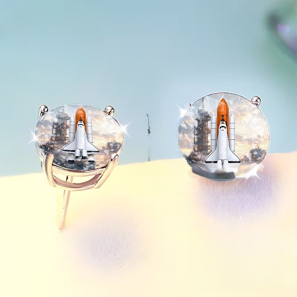 Space Shuttle Crystal Stud Earrings