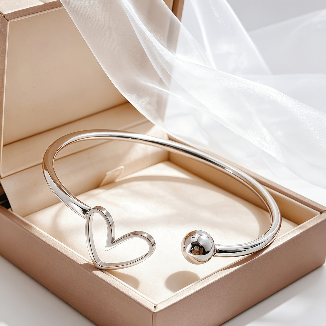 Heart Sun Butterfly Open Bangle