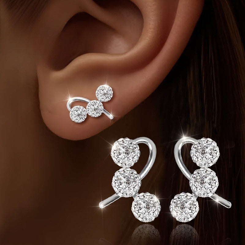 Crystal Triple Orb Stud Earrings