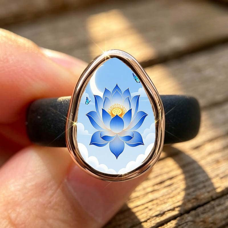 Blue Lotus Teardrop Ring