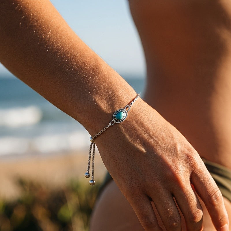 Turquoise Oval Adjustable Bracelet