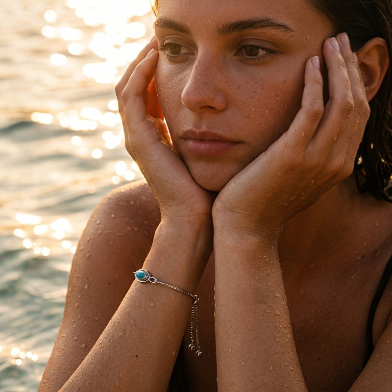 Turquoise Oval Adjustable Bracelet