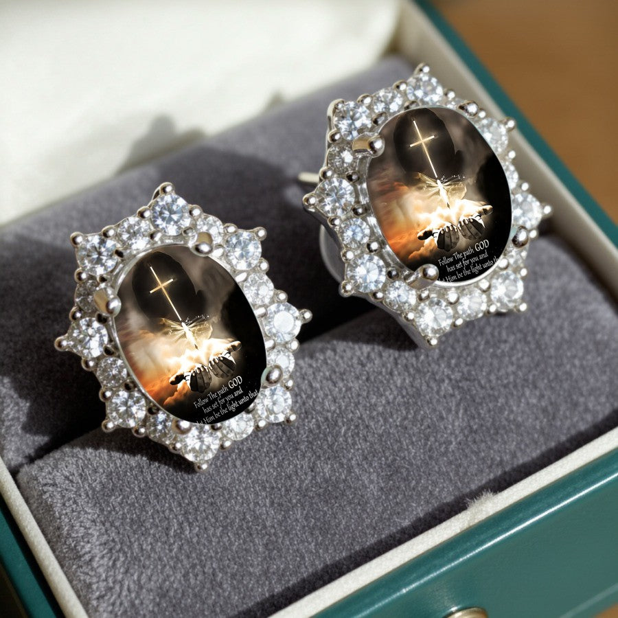 Cross & Butterfly Halo Earrings
