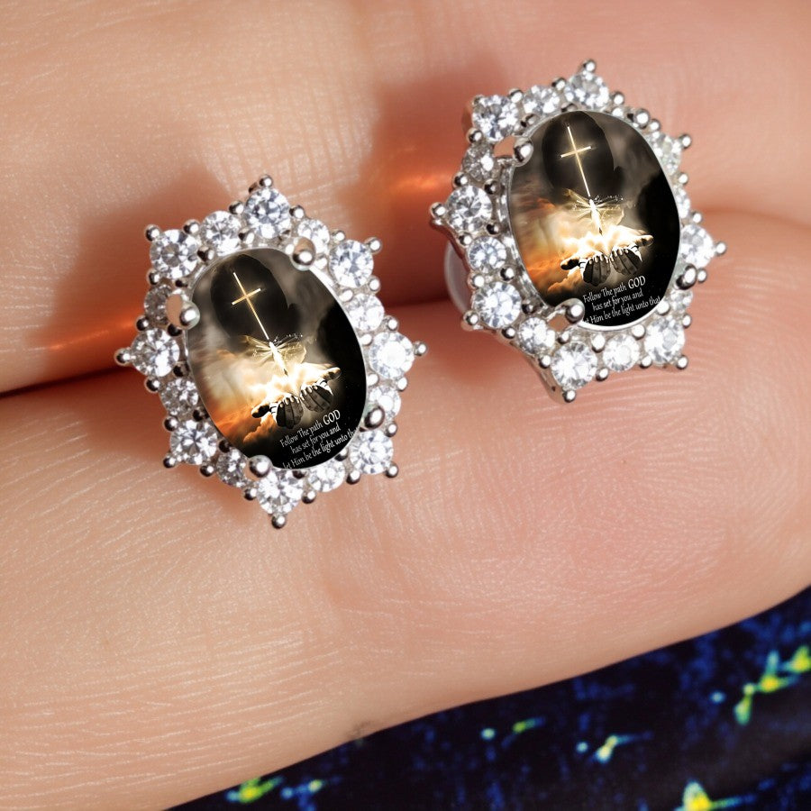 Cross & Butterfly Halo Earrings