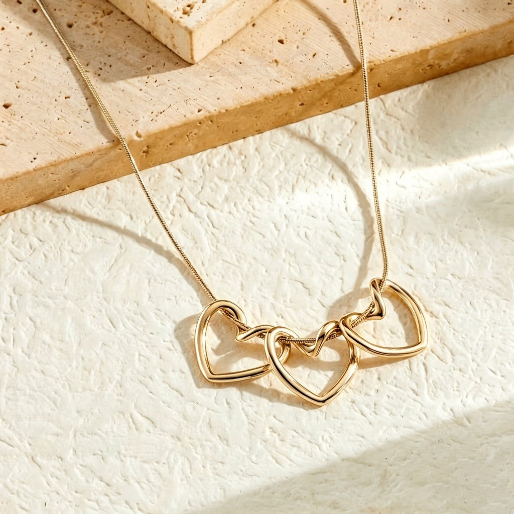 Triple Linked Heart Necklace