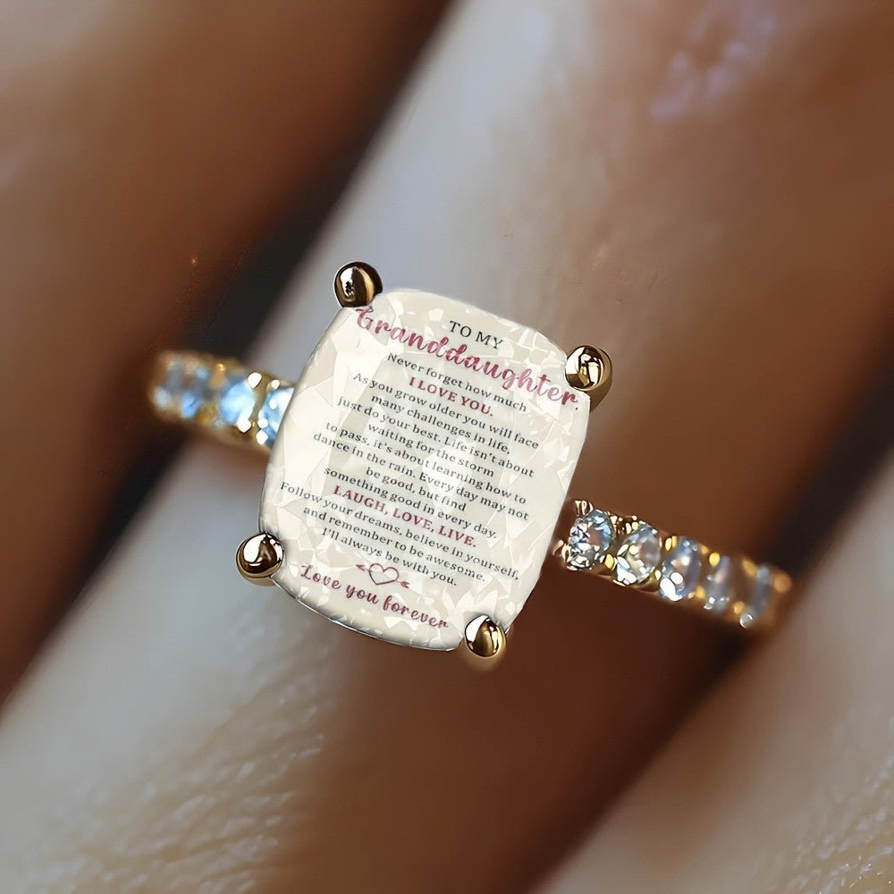 Granddaughter Message Square Ring