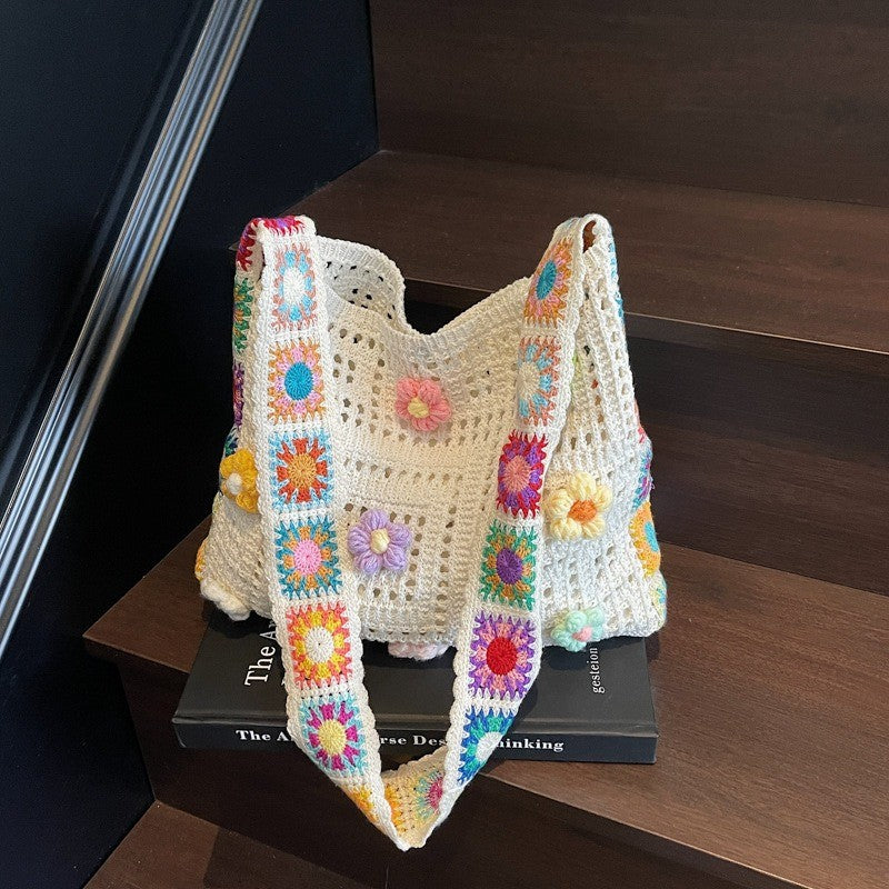 Floral Crochet Tote Bag
