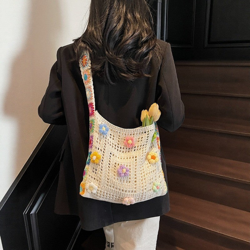 Floral Crochet Tote Bag