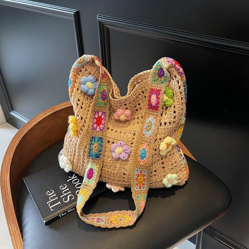Floral Crochet Tote Bag