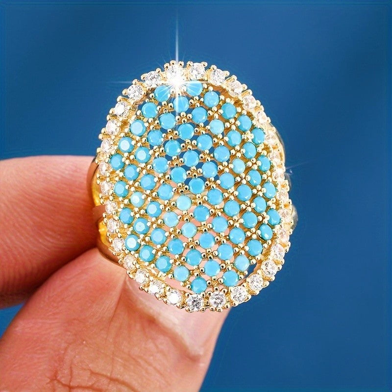 Blue Crystal Dome Ring