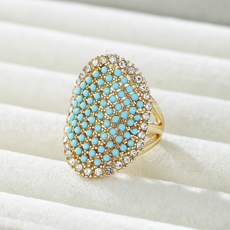 Blue Crystal Dome Ring